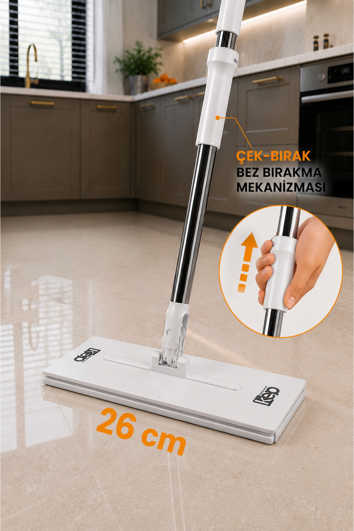 Easy Mop 26 Cm - Otomatik Bez Yakalayan Mop - 10 Adet Bez - kp500kp029 - KP500+KP029