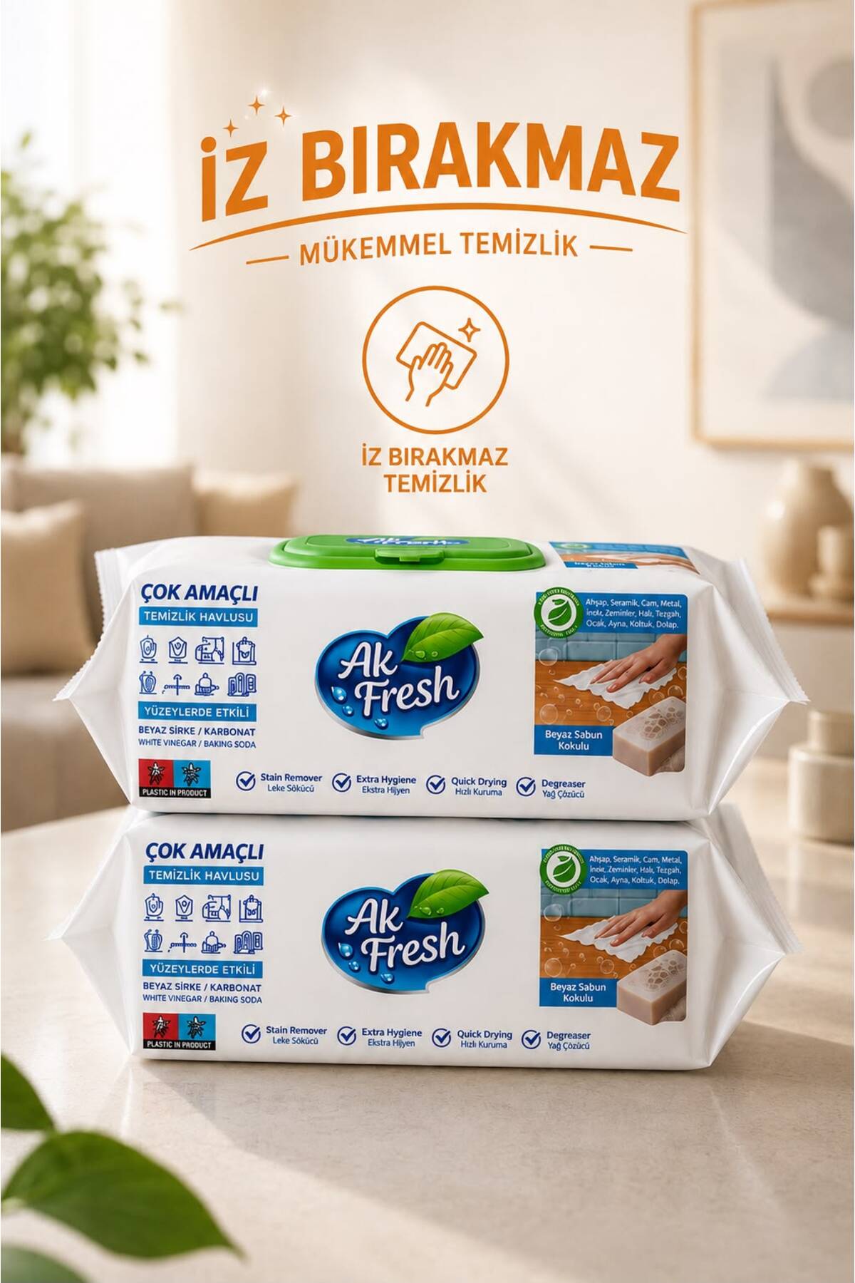 Çok Amaçlı Temizlik Havlusu Beyaz Sabun Kokulu 96 Yaprak Islak Temizlik Bezi - 8683642246535 - KP653
