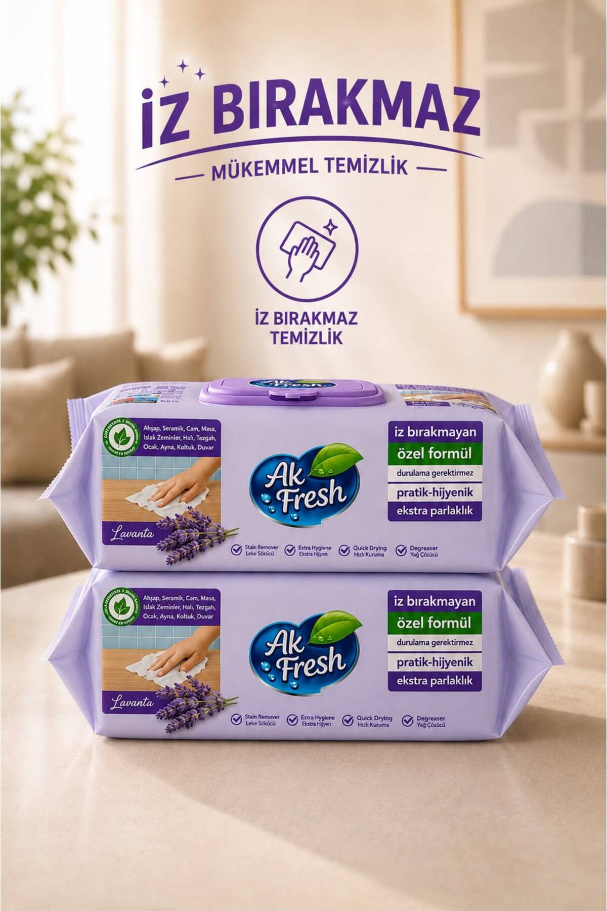 Çok Amaçlı Temizlik Havlusu Lavanta Kokulu 96 Yaprak Islak Temizlik Bezi - 8683642246528 - KP652