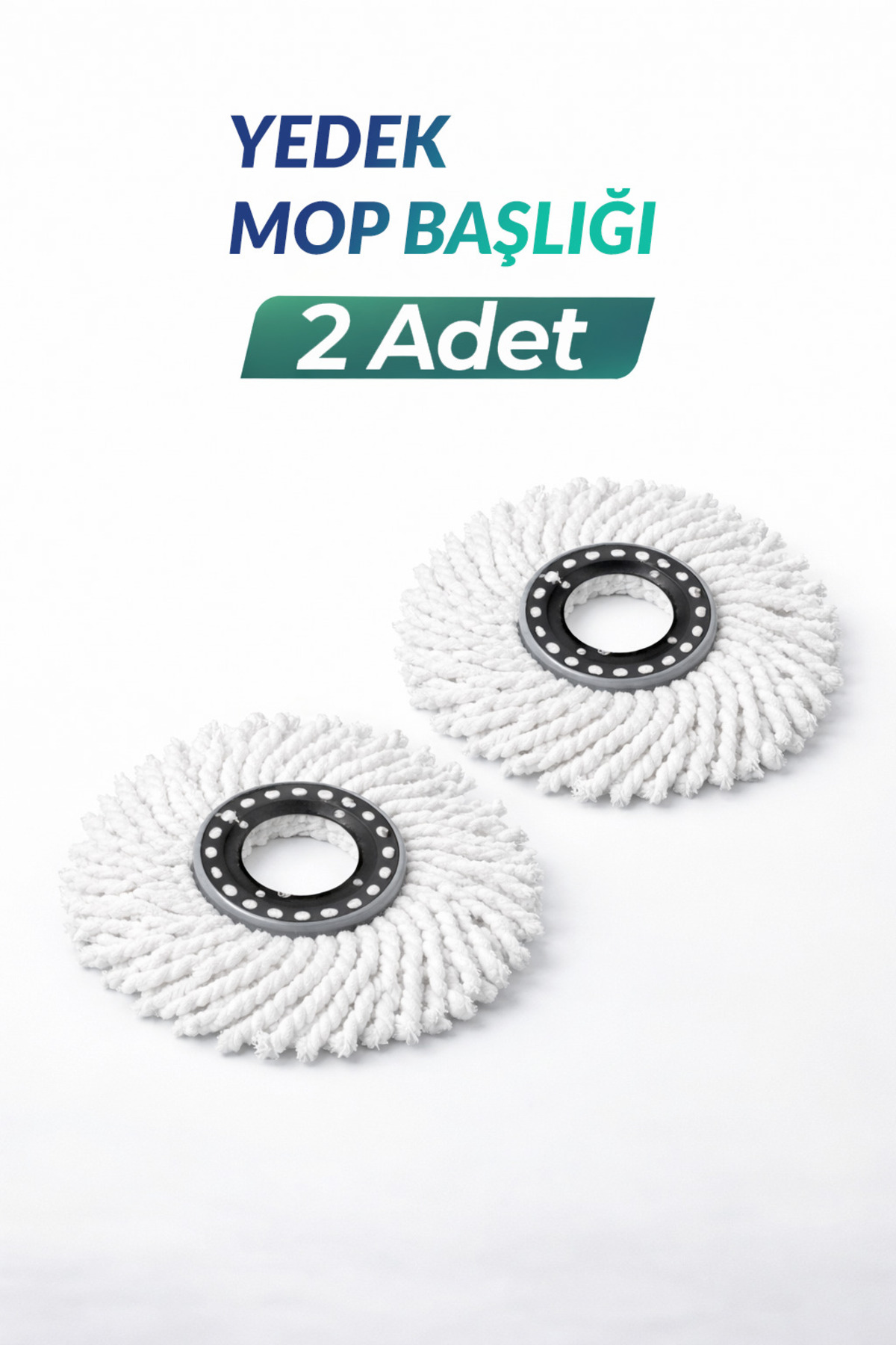 2 Adet 360 Dönerli Mop Yedek Başlık, Mikrofiber Püskül, Tüm Kovalara Uyumlu - 360moppuskulu - 360mop