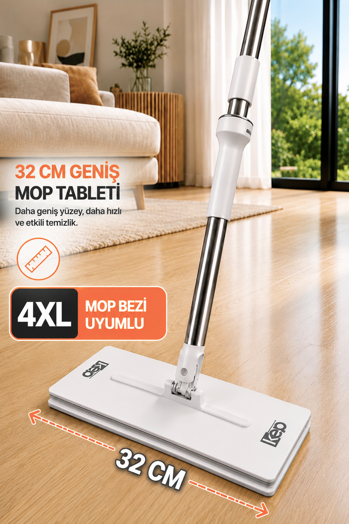 Easy Mop - 32cm Otomatik Bez Yakalayan Mop - Eliniz Kirlenmesin! - 8683642245002 - KP500-T